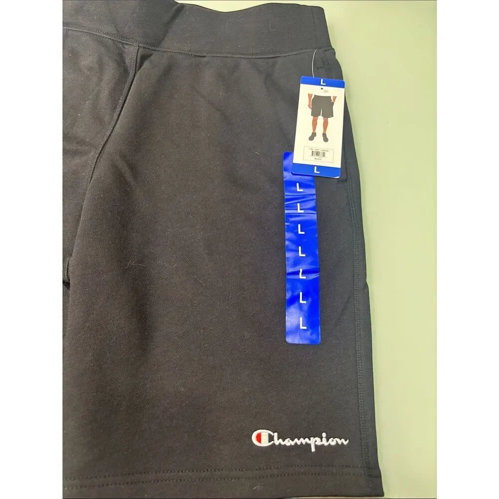 Champion Men’s Black Athletic Shorts with Logo and drawstring back pocket large